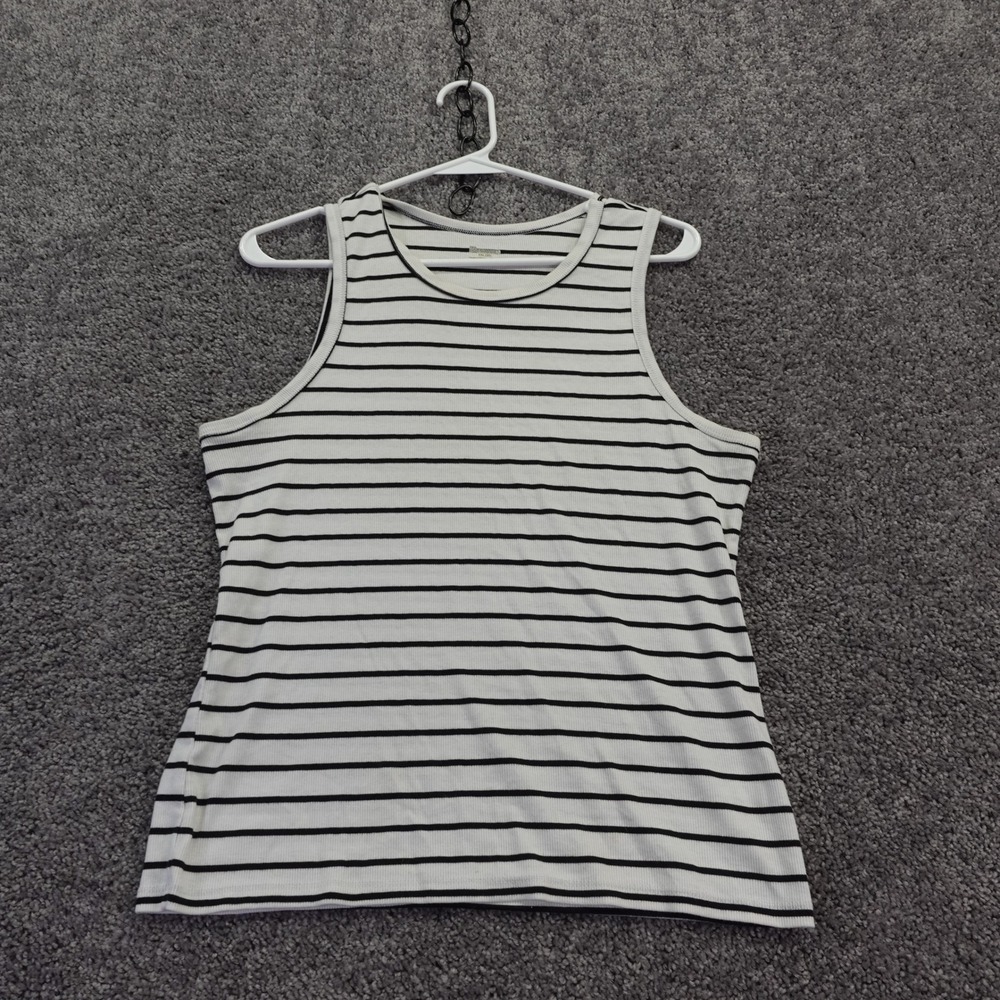 No Boundaries Tank Top Womens Extra Extra Large White Black Striped Ribbed